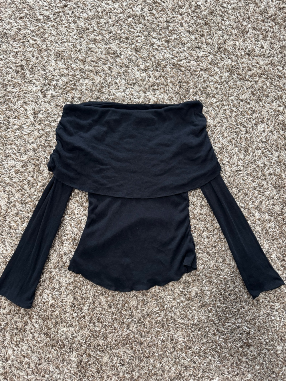 Zara Black Off-The-Shoulder Long Sleeve Top